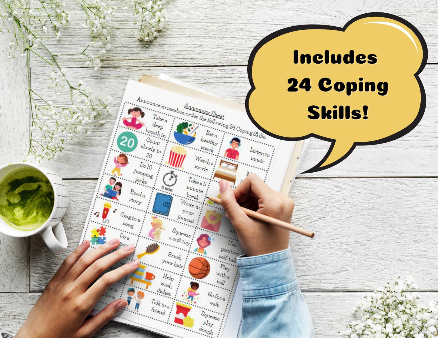 Coping Skills BINGO Game Activity Cards for Kids, Calming Strategies, Emotional Regulation for Worry Anger, Mental Health (DIGITAL DOWNLOAD)