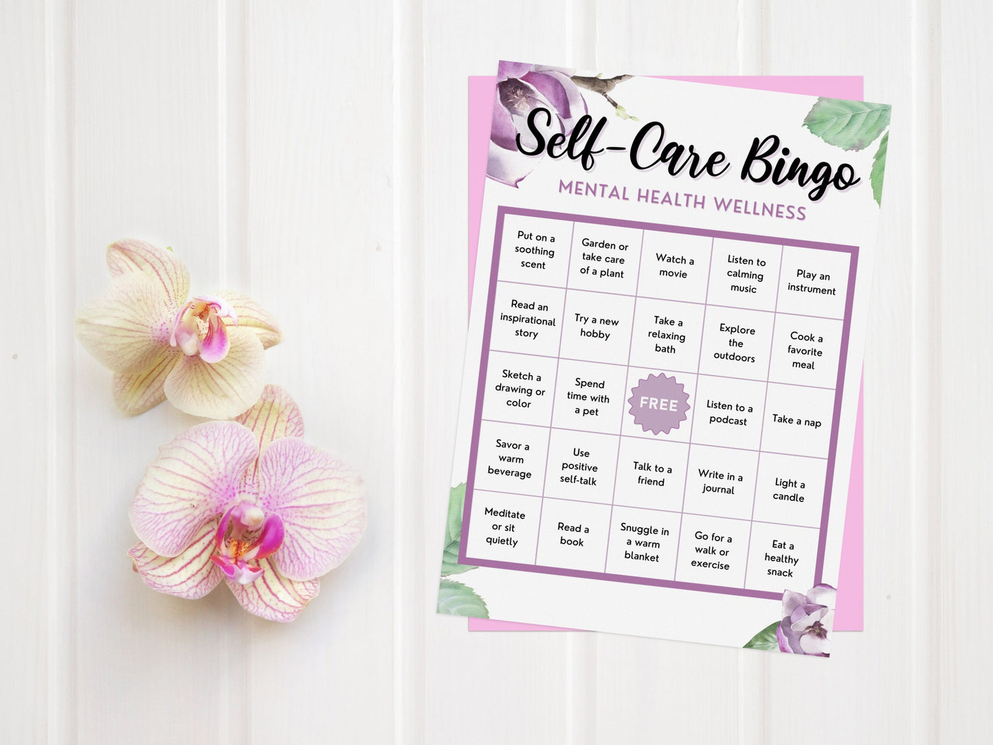 Self-Care BINGO Game Activity Kit for Mental Health, Wellness, Therapy, Worry, Mindfulness, Office, Classroom, Counselor (DIGITAL PRINTABLE)