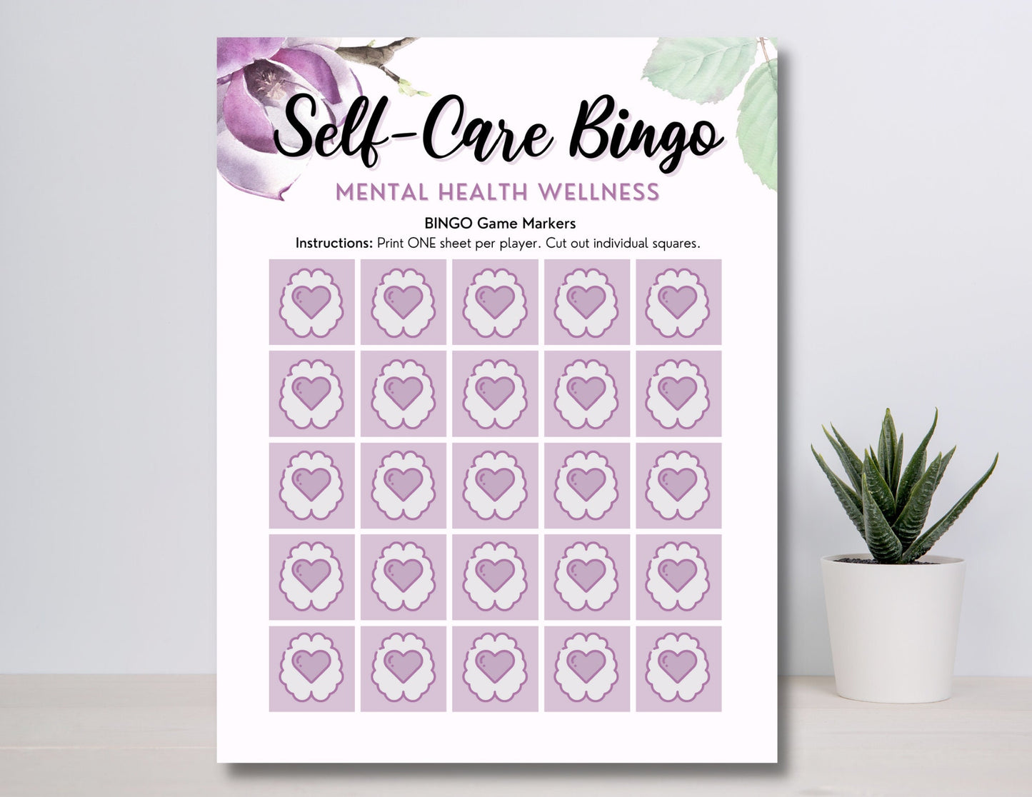 Self-Care BINGO Game Activity Kit for Mental Health, Wellness, Therapy, Worry, Mindfulness, Office, Classroom, Counselor (DIGITAL PRINTABLE)