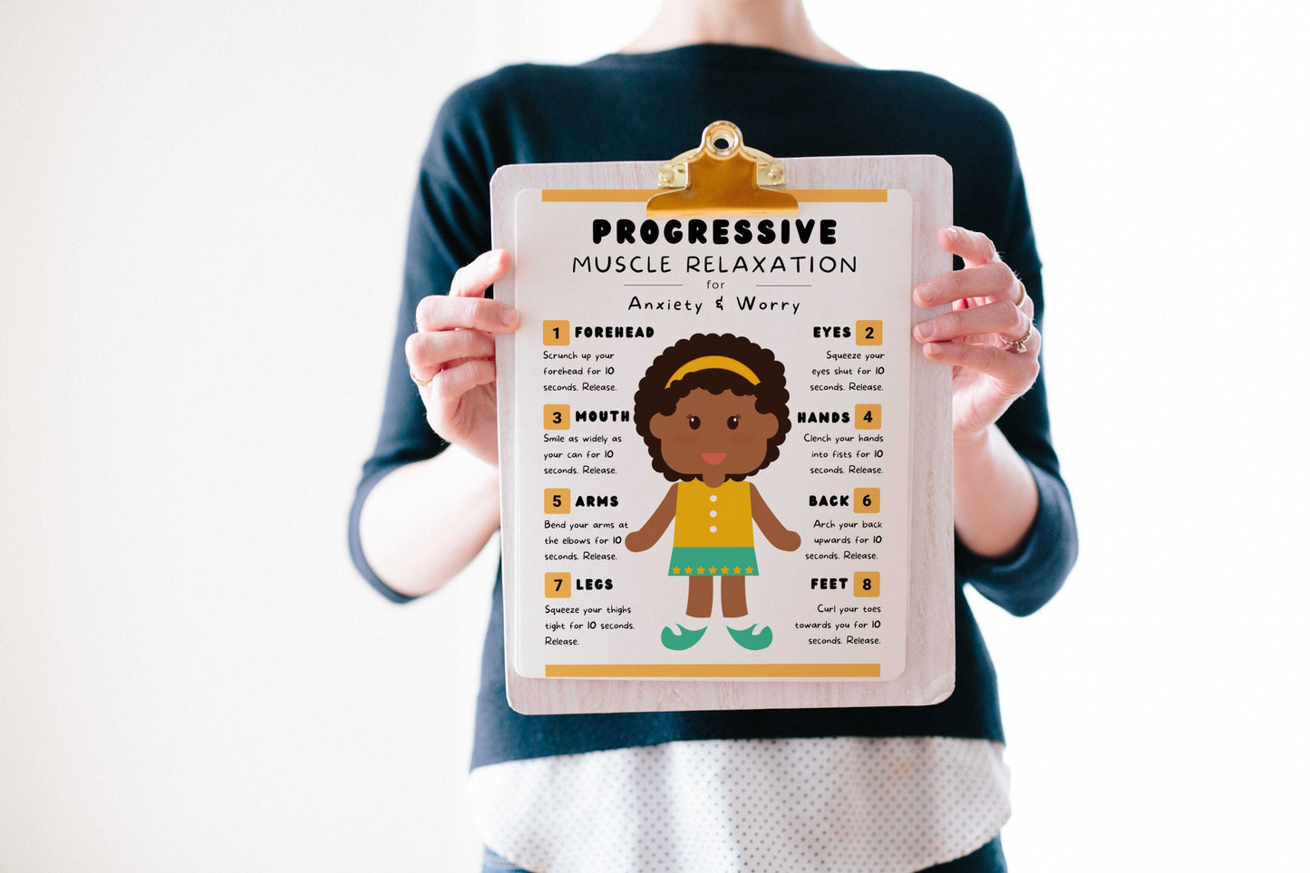 Progressive Muscle Relaxation (PMR) Worksheet for Kids, Calm Down, Stress Relief Activity, Anxiety Worry, Mental Health (DIGITAL PRINTABLE)
