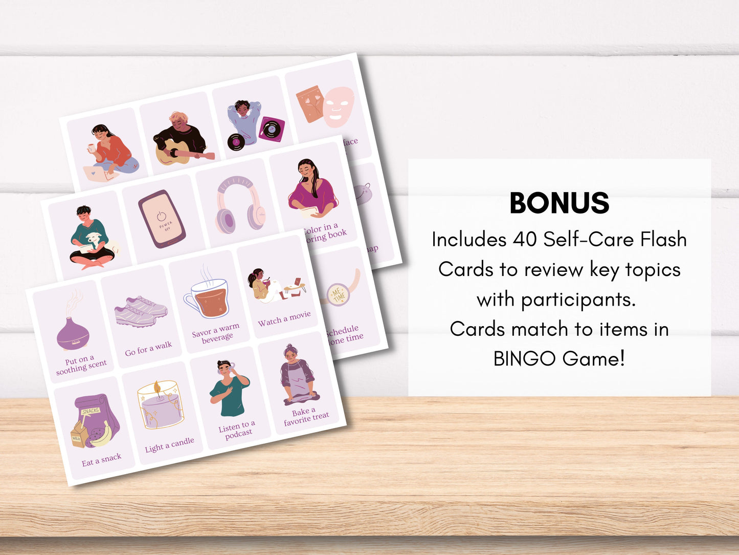 Self-Care BINGO Game Kit, Mental Health Awareness, Group Social Activity, Classroom, Therapy Game, Workplace Wellness (Digital Printable)