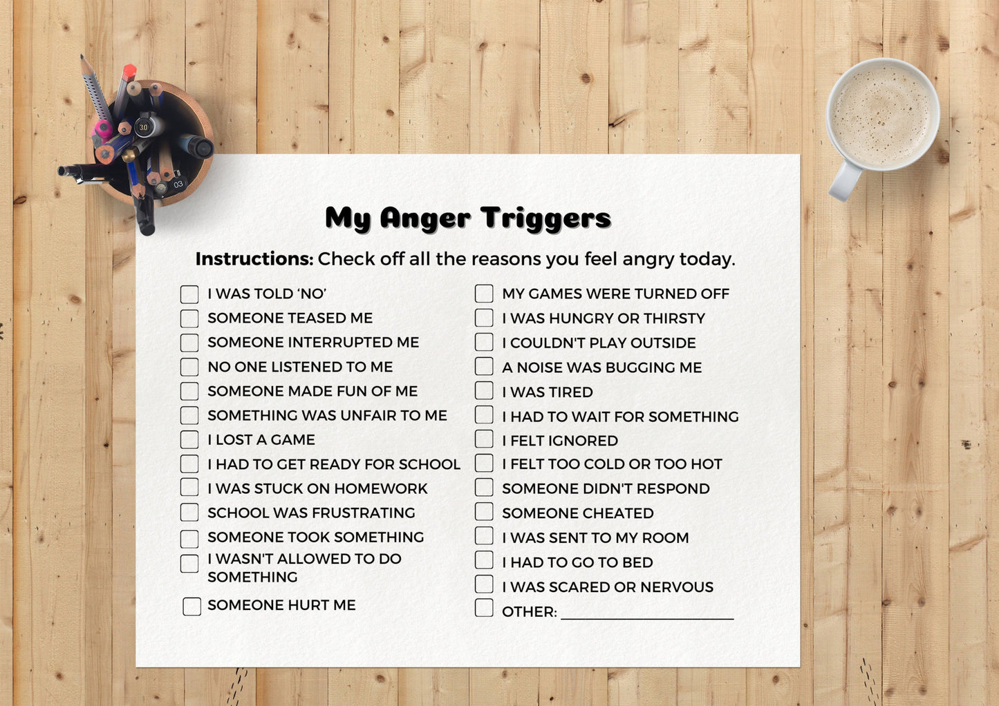 Anger Management Skills for Kids, Social Emotional Learning Worksheets, Activities, Education, Mental Health (Digital Printable)