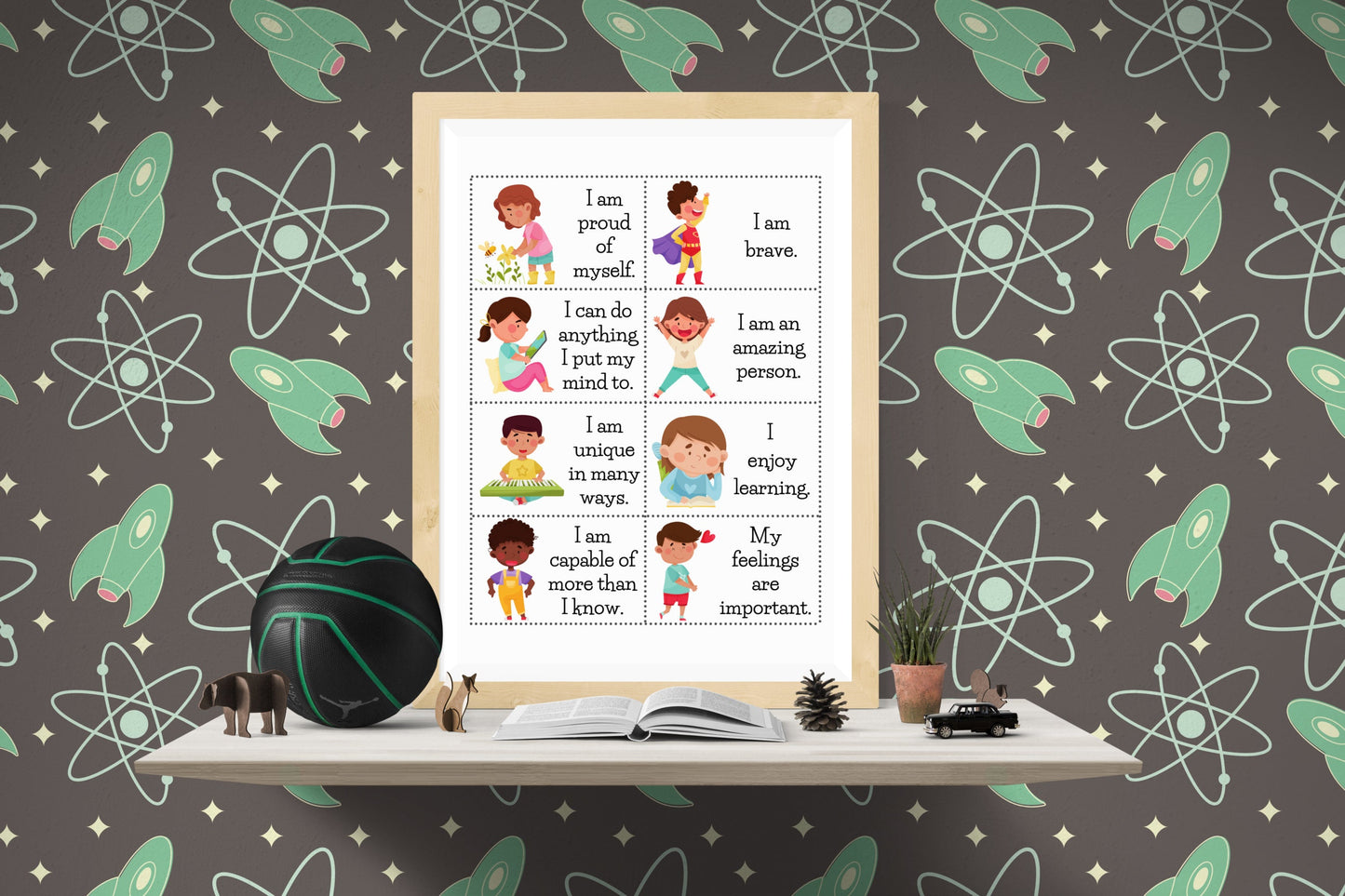 64 Positive Affirmation Cards for Kids, Growth Mindset, Calm Positivity, Emotional Regulation, Mental Health Education (DIGITAL PRINTABLE)