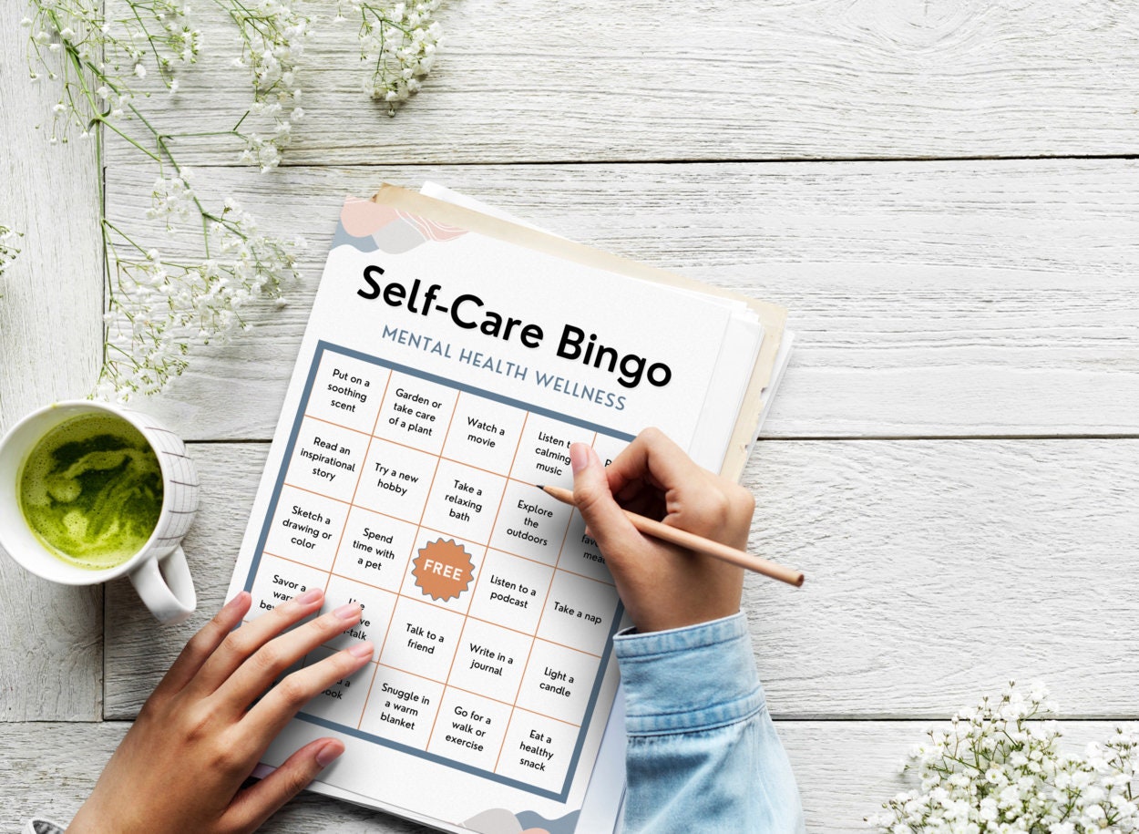 Self-Care BINGO Game Activity, Mental Health, Wellness, Team Building, Office, Classroom, School, Counselor, Social Work (DIGITAL PRINTABLE)