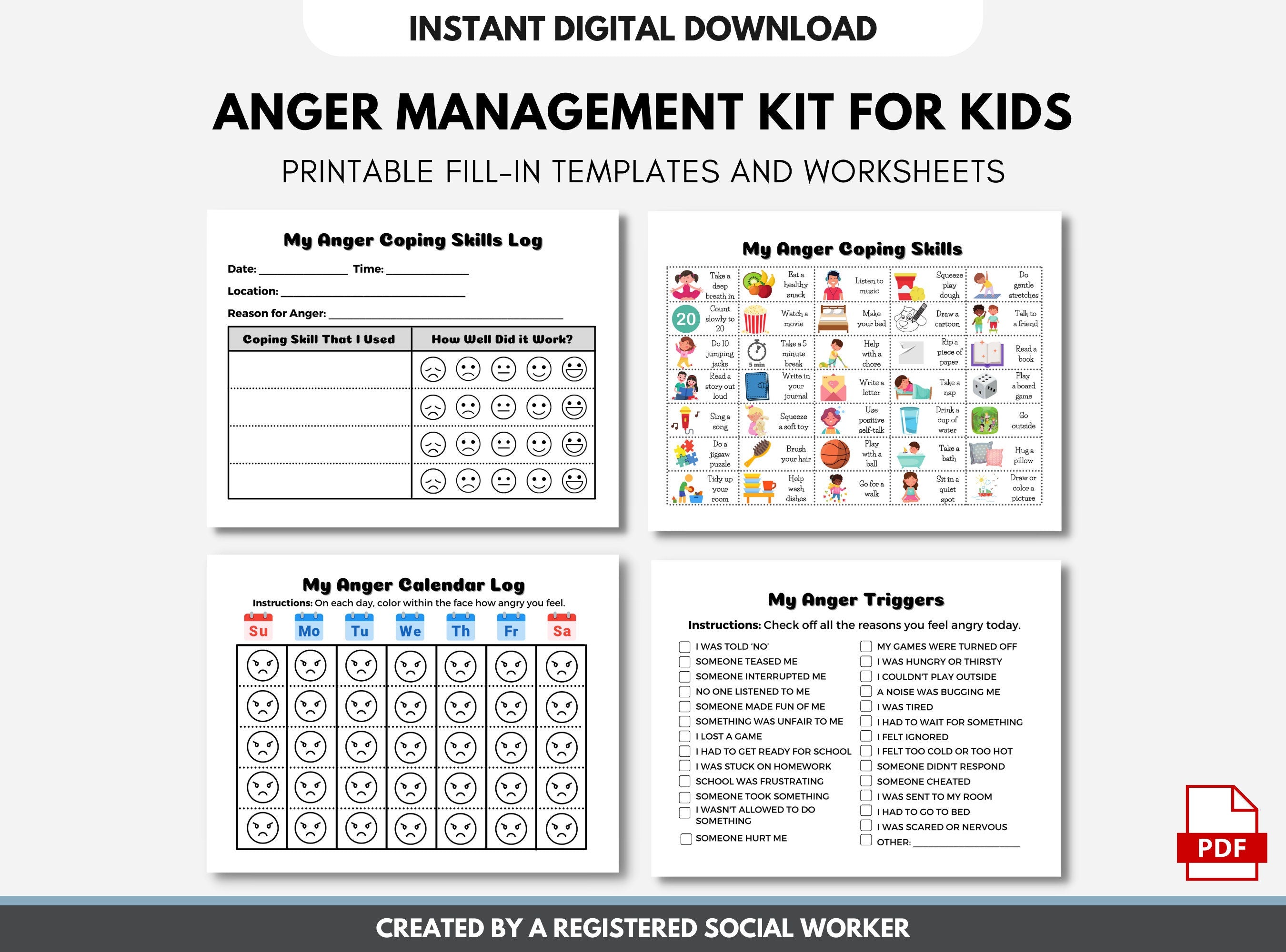 Anger Management Skills for Kids (Digital Printable) – CognicHealth