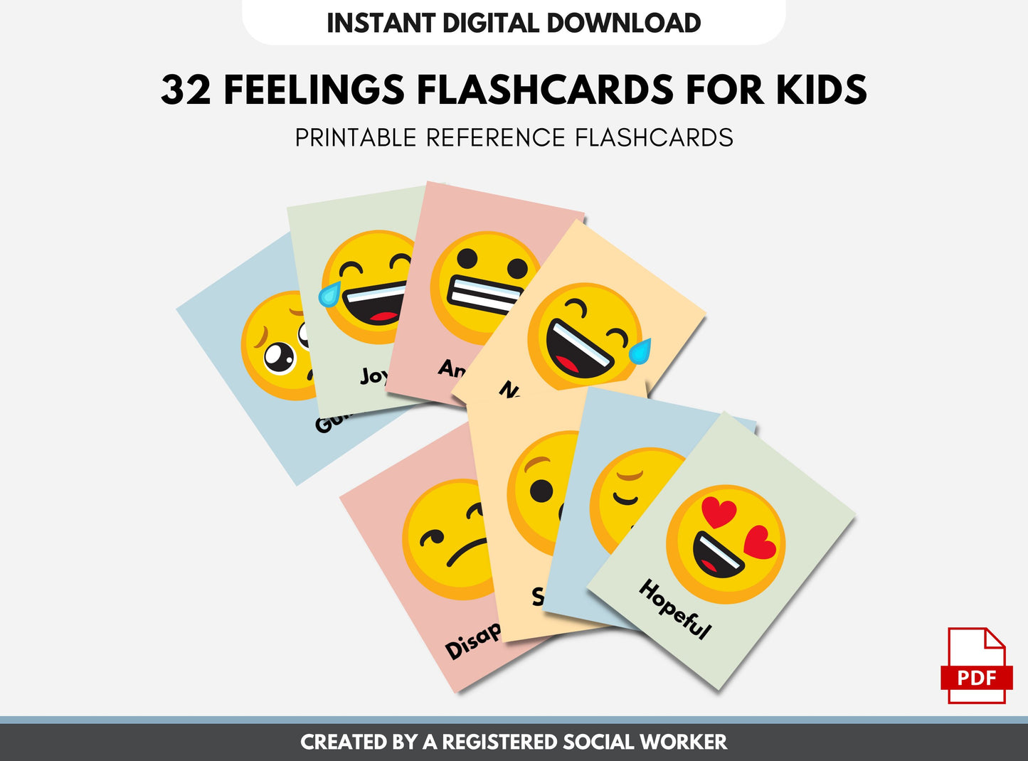 Feelings Cards, Emotions Flashcards, Zones of Regulation Kids, Coping Skills, Mental Health, Social Emotional Learning (Digital Printable)