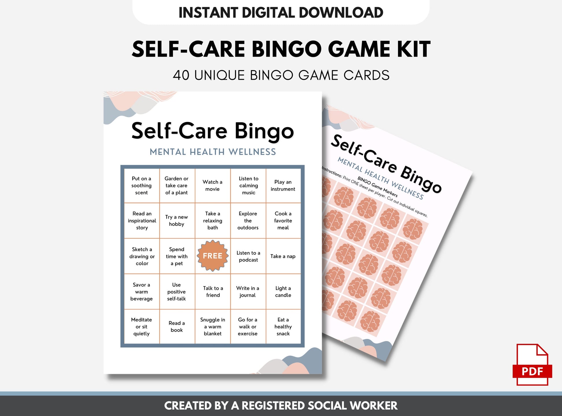 Self-Care BINGO Game Activity, Mental Health, Wellness, Team Building, Office, Classroom, School, Counselor, Social Work (DIGITAL PRINTABLE)