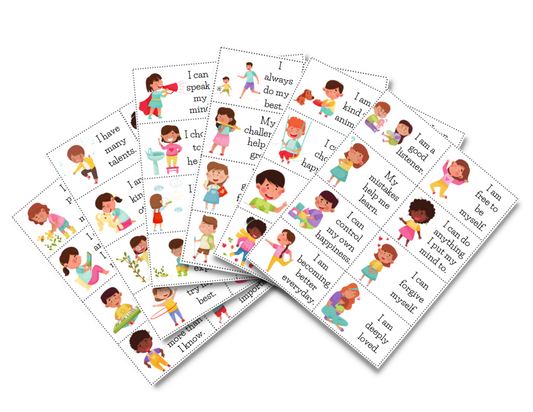64 Positive Affirmation Cards for Kids (Digital Printable)