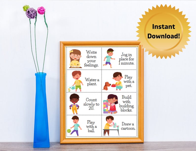 96 Coping Skills Cards for Kids (Digital Printable)